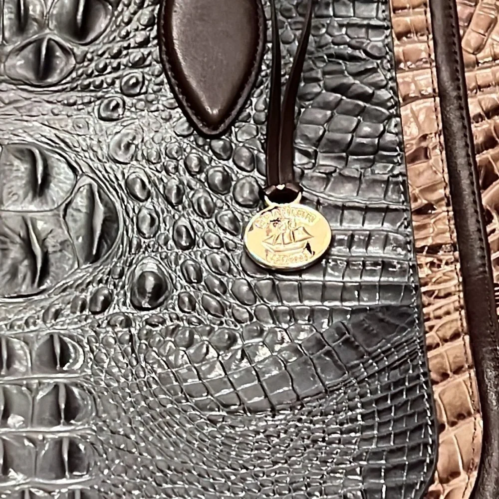 Brahmin Lena Mallard Davos Tote Medium Embossed Leather Shoulder Bag